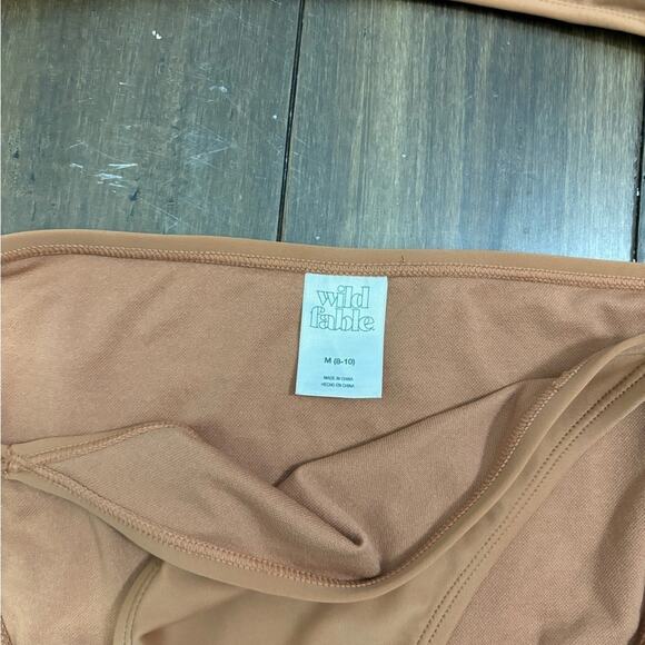 size M Brown Cut Out Asymmetrical Two Piece Bathing Swim Bikini Sexy - Picture 3 of 6